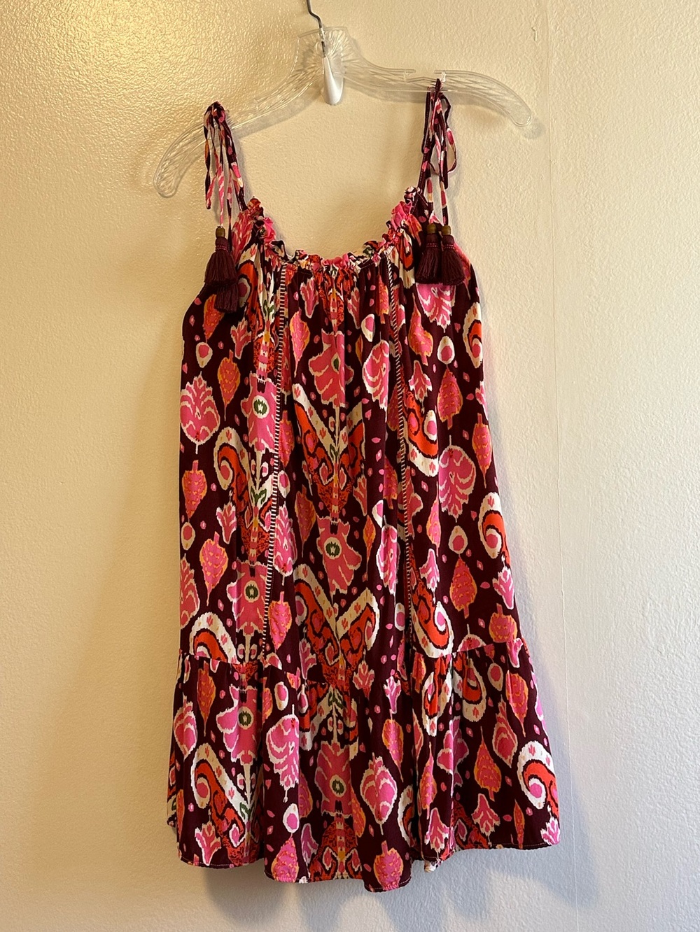 Maaji Pink & Burgundy Printed Tie-Strap mini size medium